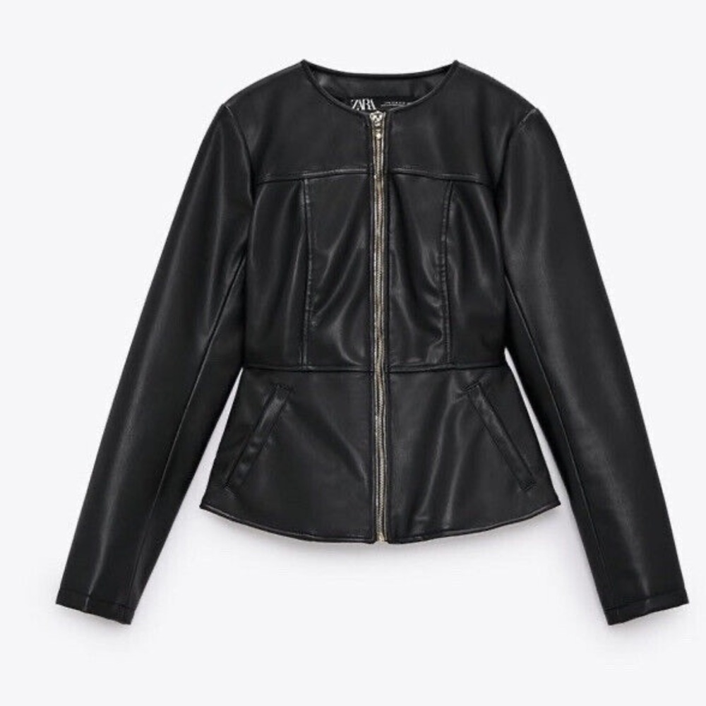 Zara Faux Leather Peplum Jacket